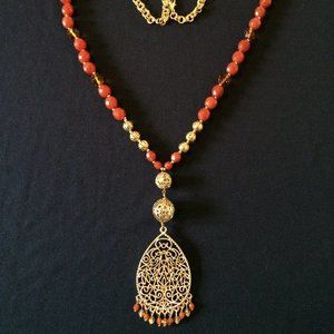 Signed R.J. Graziano Golden Filigree Necklace